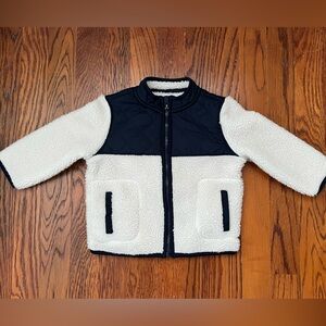 Old Navy Toddler Sherpa Jacket size 12-18mo Cream and Navy Excellent Condition